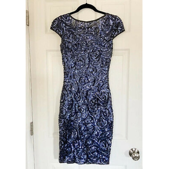 NWT Langhem Australia Navy Sequin Dress - Size 4 - Picture 1 of 3